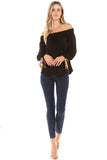 KAIA OFF SHOULDER TOP (BLACK)- VT2297