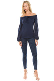 LOLA FRONT TIE TOP (NAVY)-VT2327S