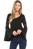 CHIARA BELL SLEEVE TOP (BLACK)- VT2395