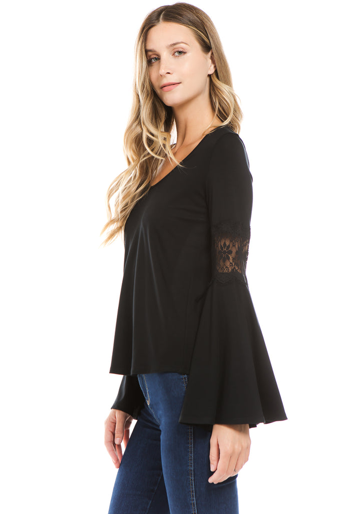 CHIARA BELL SLEEVE TOP (BLACK)- VT2395