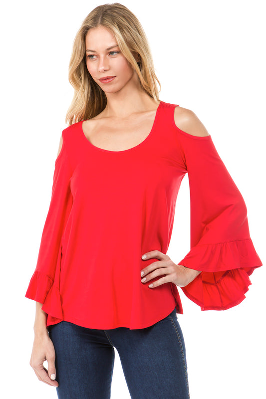 CONSTANCE OPEN SHOULDR TOP (RED)- VT2399
