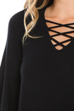 BEYONCE BELL SLEEVE TOP (BLACK)- VT2404