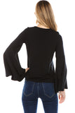 BEYONCE BELL SLEEVE TOP (BLACK)- VT2404