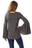 BEYONCE BELL SLEEVE TOP (CHARCOAL)- VT2404