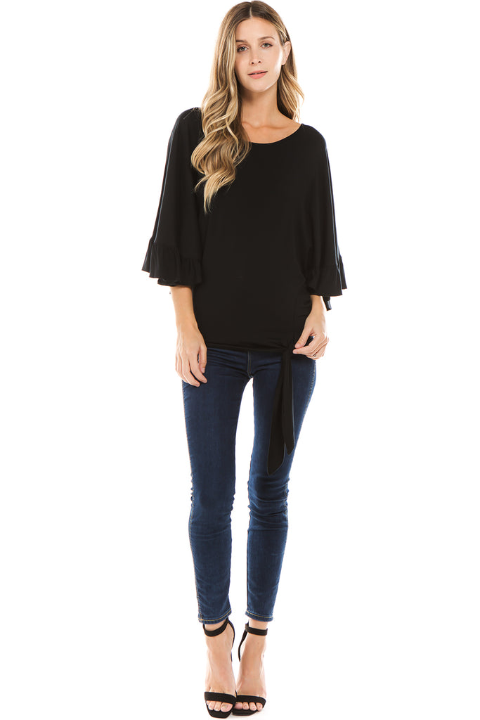 BEYONCE FRONT TIE TOP (BLACK)- VT2407