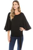 BEYONCE FRONT TIE TOP (BLACK)- VT2407