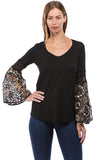 KINSEY BELL SLEEVE TOP(BLACK)- VT2439G