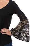 KINSEY BELL SLEEVE TOP(BLACK)- VT2439G