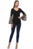 KINSEY BELL SLEEVE TOP(BLACK)- VT2439G