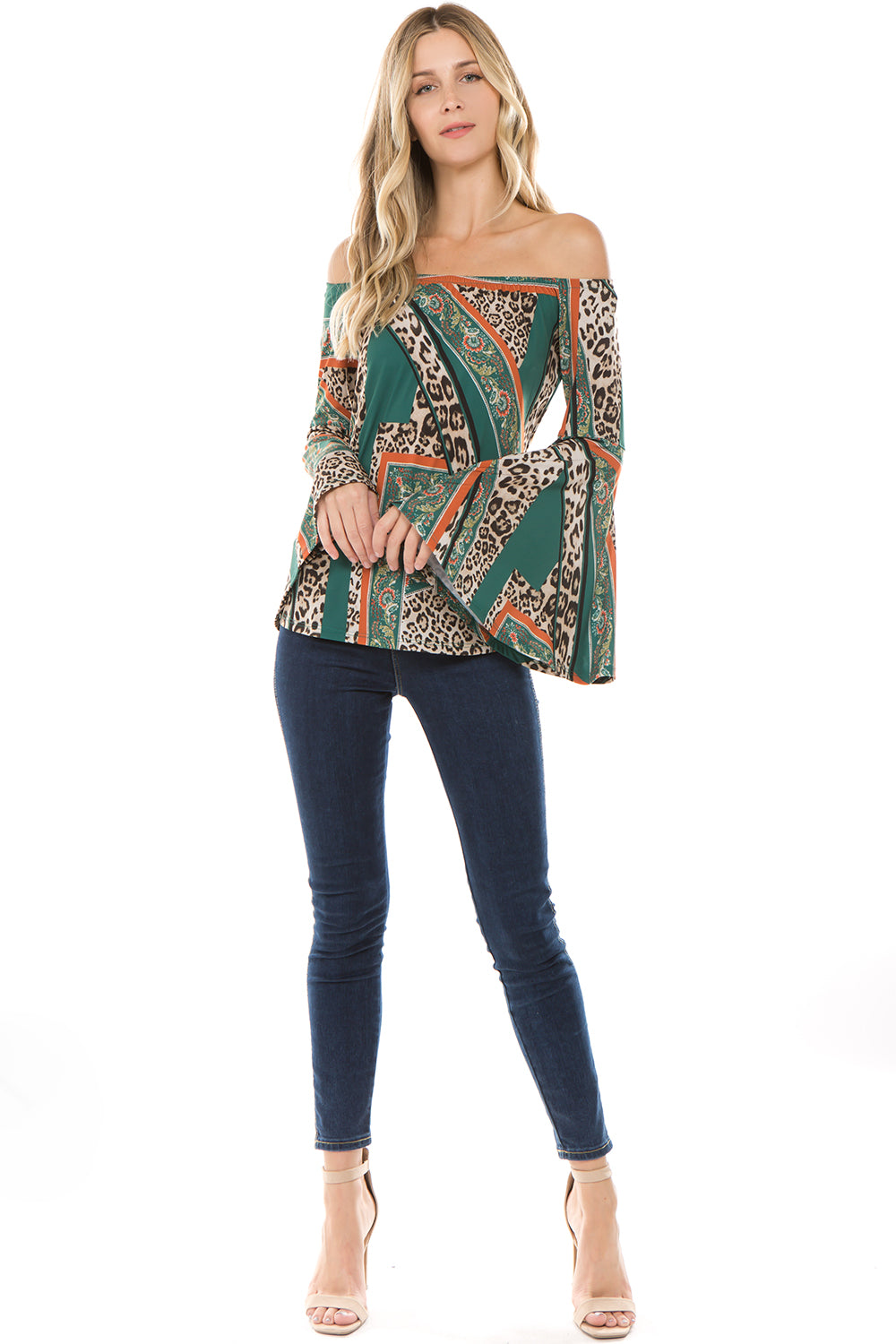 LIVIA OFF SHOULDER TOP (GREEN)-VT2447