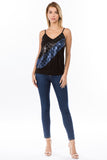 LINNETTE SEQUINS TOP (BLACK/NAVY)-VT2455SP