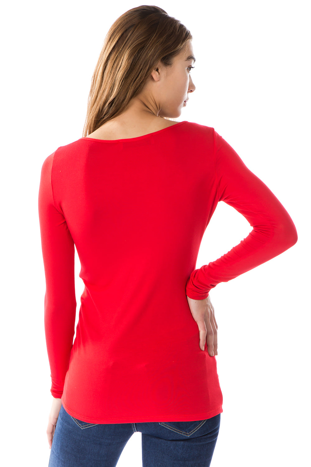 LORI LONG SLEEVE TOP (RED)-VT2463