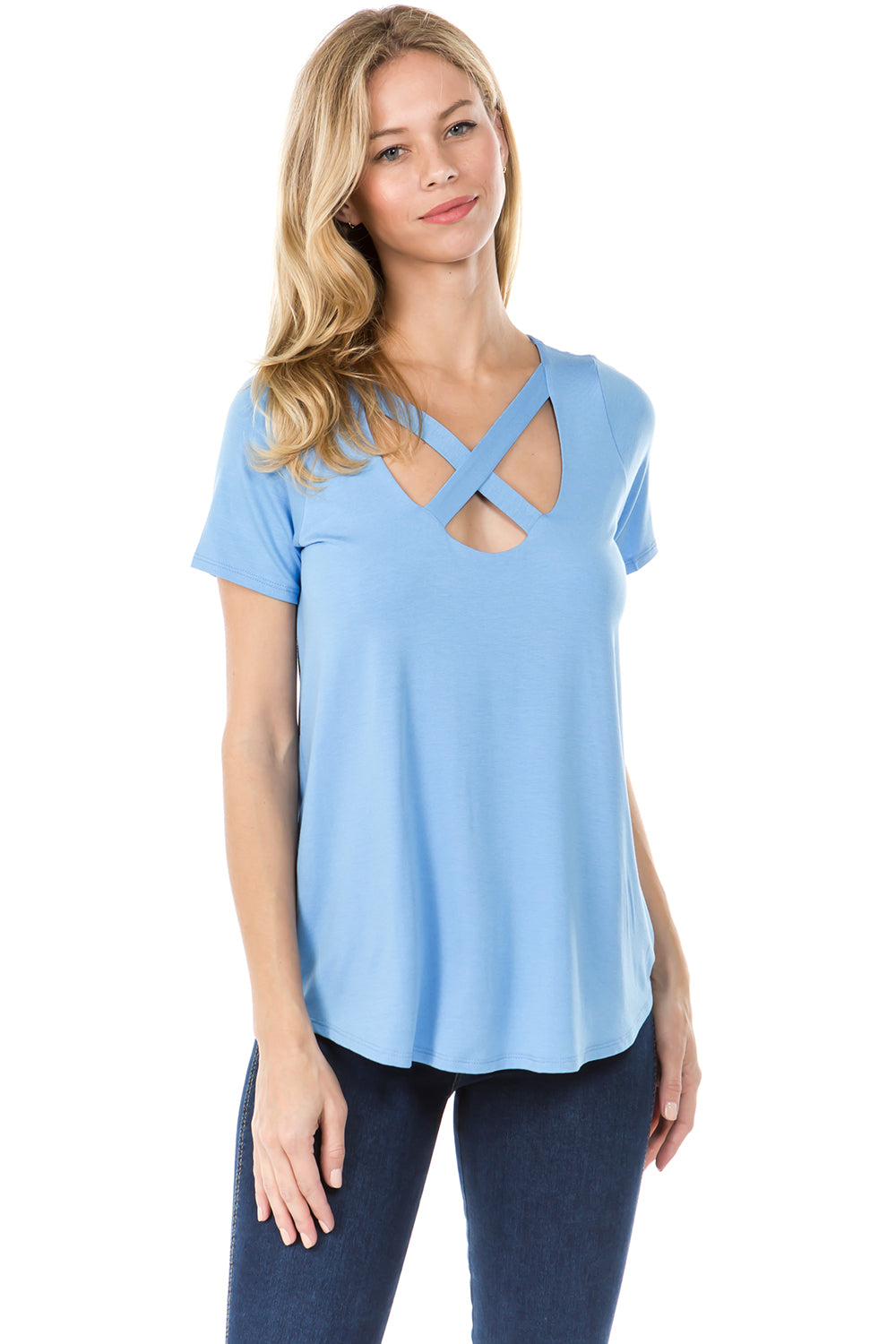 OTTILIE CROSS FRONT TOP (LT. BLUE)- VT2469
