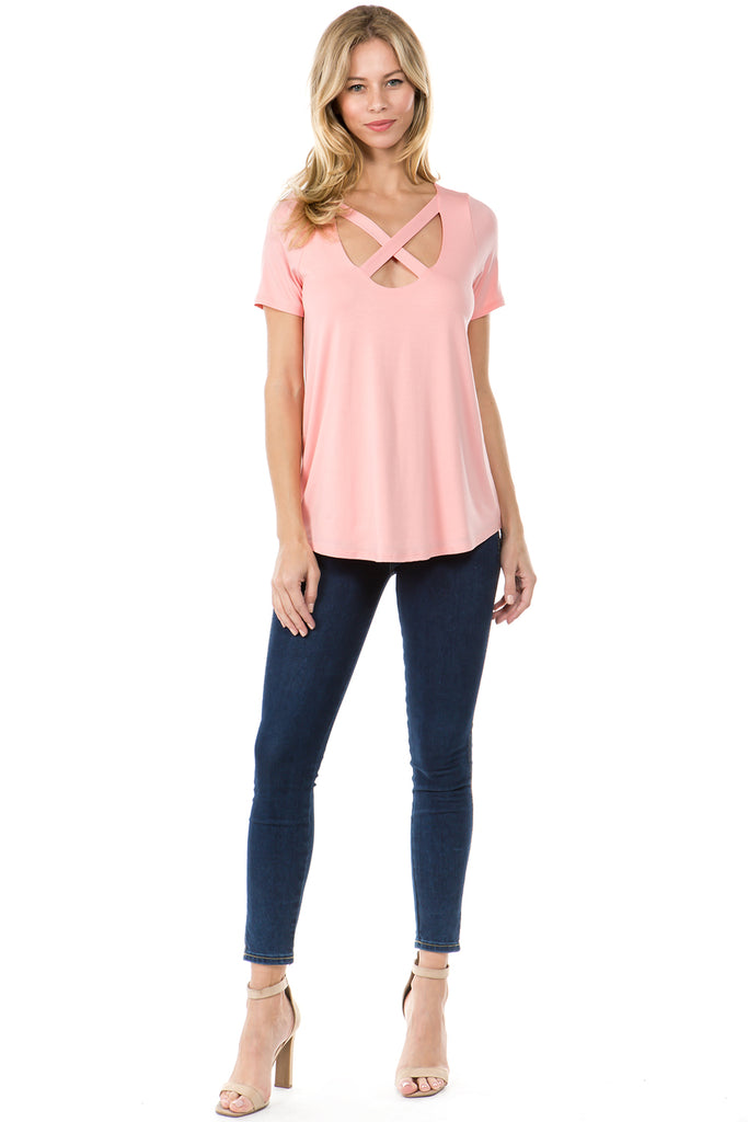 OTTILIE CROSS FRONT TOP (CORAL)- VT2469