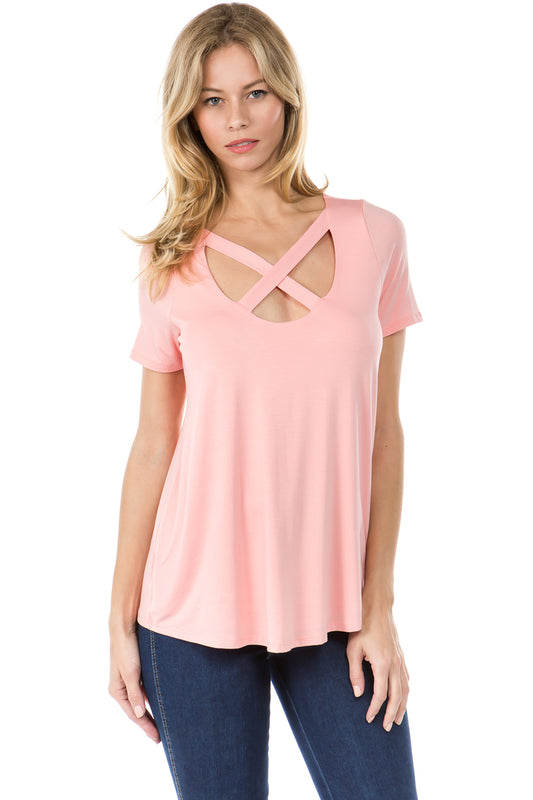 OTTILIE CROSS FRONT TOP (CORAL)- VT2469