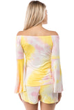 AMY OFF SHOULDER TOP (PINK/YELLOW TIE DYE)- VT2492T