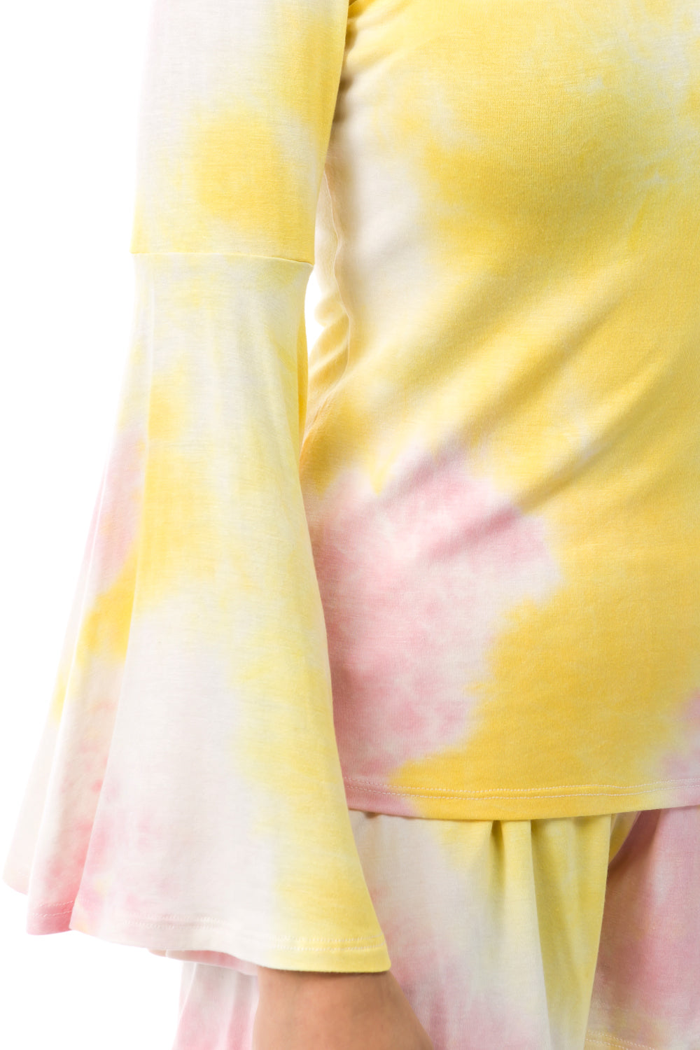 AMY OFF SHOULDER TOP (PINK/YELLOW TIE DYE)- VT2492T