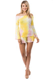 AMY OFF SHOULDER TOP (PINK/YELLOW TIE DYE)- VT2492T
