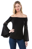 SOLID WENDY OFF SHOULDER TOP (BLACK)- VT2495S
