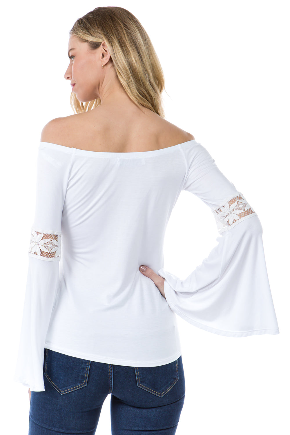 SOLID WENDY OFF SHOULDER TOP (WHITE)- VT2495S