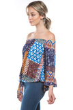 HARRIET OFF SHOULDER TOP (MULTI BOHEMIAN)- VT2509