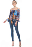 HARRIET OFF SHOULDER TOP (MULTI BOHEMIAN)- VT2509