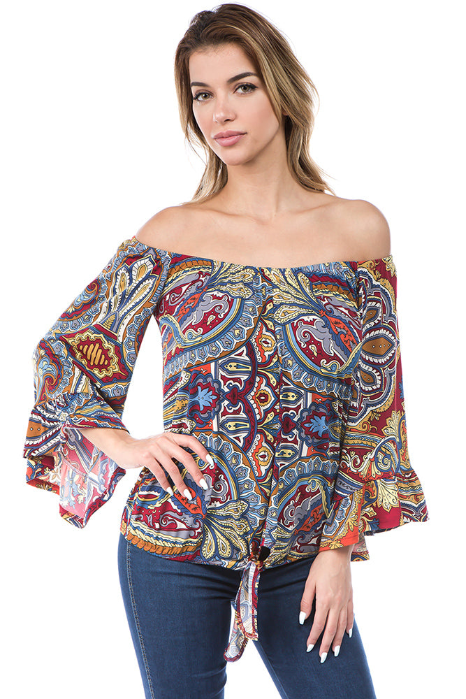 HARRIET OFF SHOULDER TOP (RUBI)- VT2509