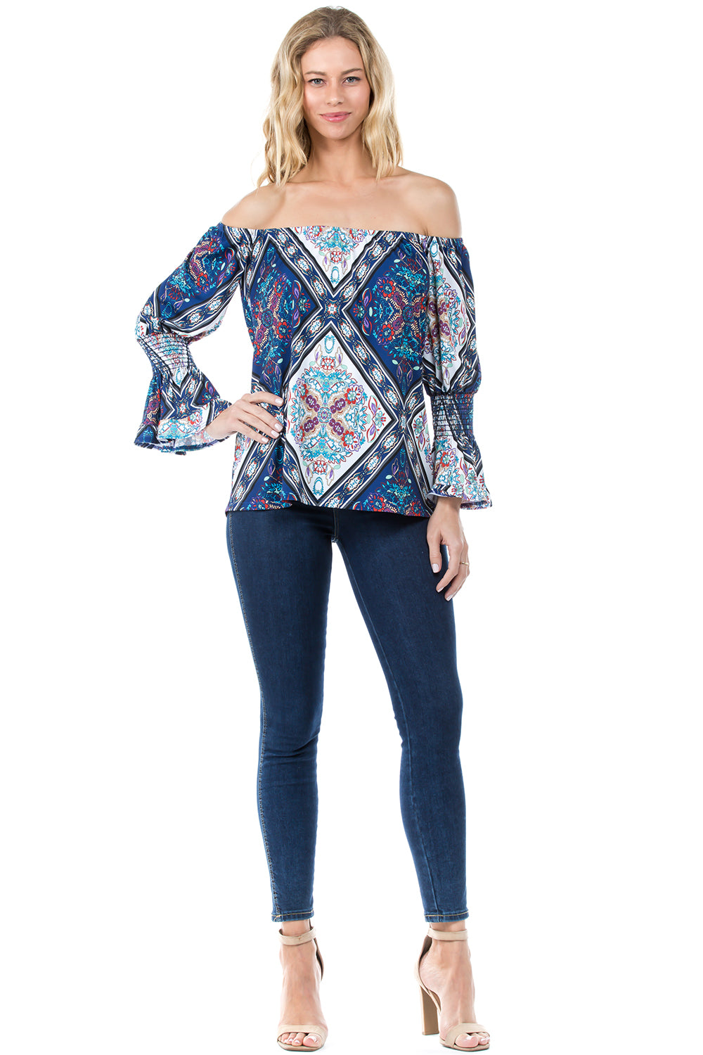 NINA OFF SHOULDER TOP (MULTI)- VT2513