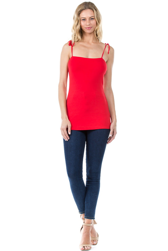 ELENA SHOULDER TIE CAMI (RED)- VT2523