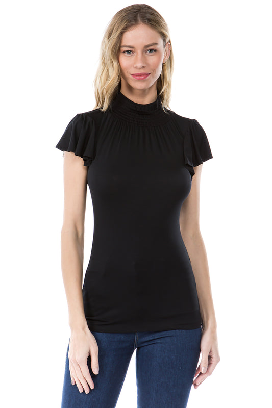 ELENA TURTLE NECK TOP (BLACK)- VT2524
