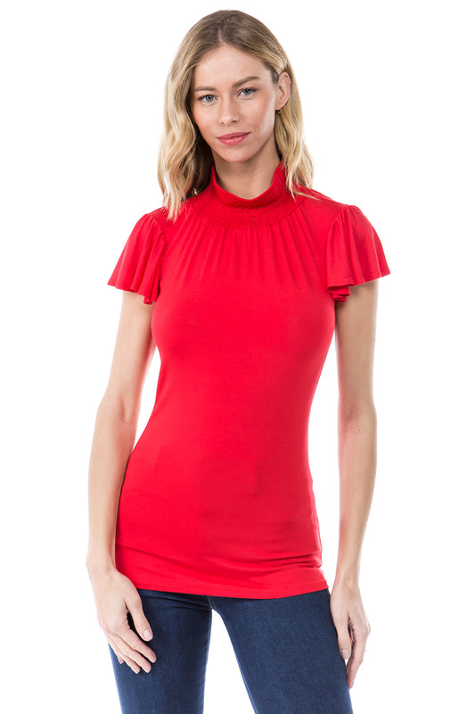 ELENA TURTLE NECK TOP (RED)- VT2524