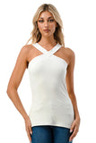 ARIA CROSS STRAP TOP (IVORY)- VT2528