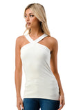 ARIA CROSS STRAP TOP (IVORY)- VT2528