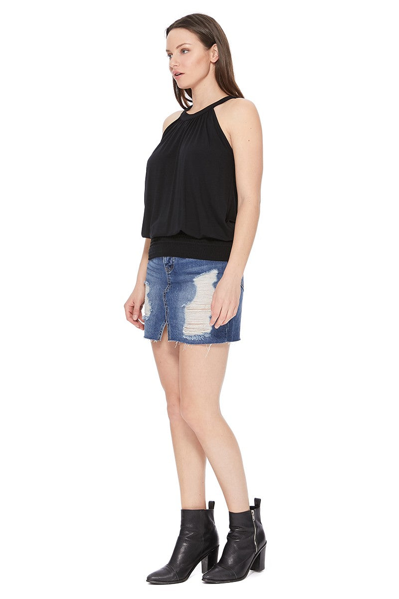 FAYE BACK TIE TOP (BLACK)- VT2536