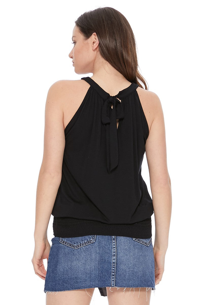 FAYE BACK TIE TOP (BLACK)- VT2536