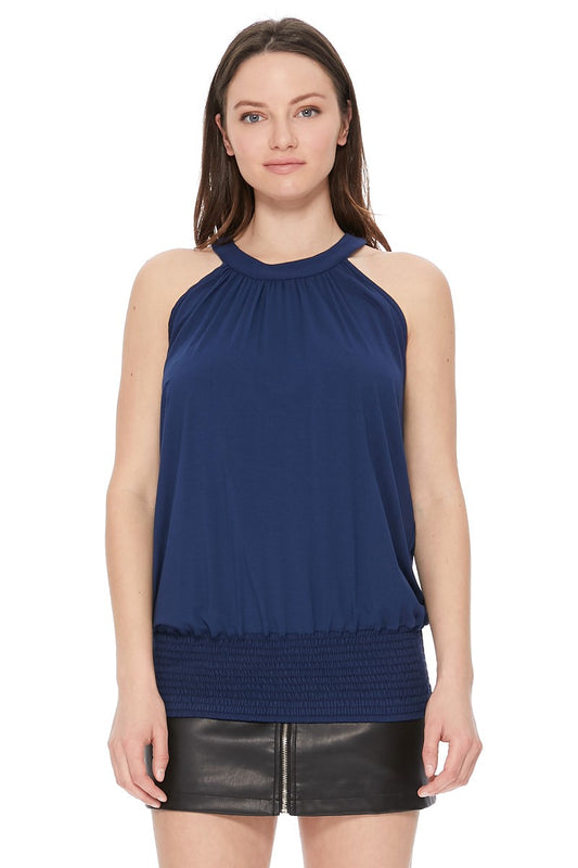FAYE BACK TIE TOP (NAVY)- VT2536