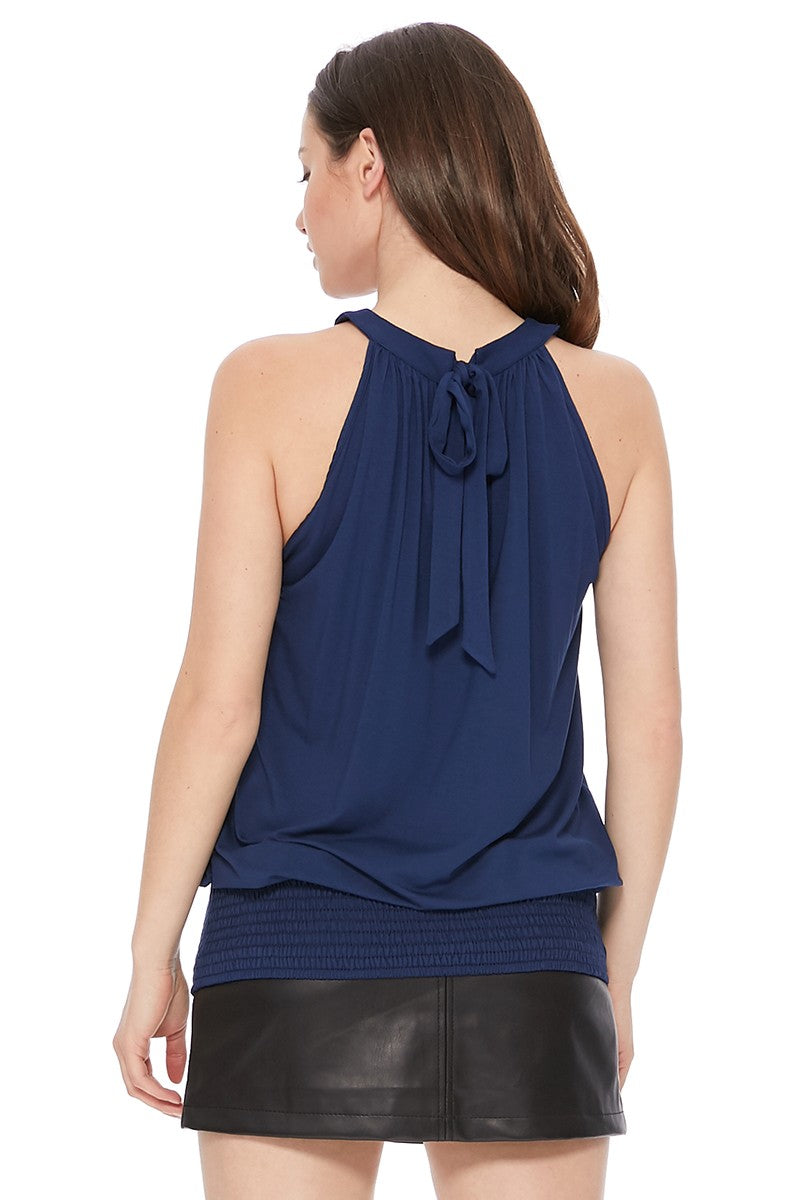 FAYE BACK TIE TOP (NAVY)- VT2536