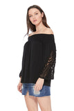 LOUISA OFF SHOULDER TOP (BLACK)-VT2541