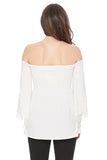 LACY BELL SLEEVE TOP  (IVORY)-VT2549