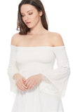 LACY BELL SLEEVE TOP  (IVORY)-VT2549