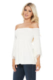 LACY BELL SLEEVE TOP  (IVORY)-VT2549