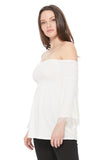 LACY BELL SLEEVE TOP  (IVORY)-VT2549