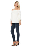 LACY BELL SLEEVE TOP  (IVORY)-VT2549