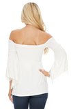 LACY BELL SLEEVE TOP  (IVORY)-VT2549