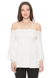 LACY BELL SLEEVE TOP  (IVORY)-VT2549