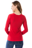 FLONA YOKE TOP (RED)- VT2582-RIB FABRIC