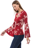 JULLIE BELL SLEEVE TOP (WINE)-VT2586P