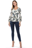 ROSALIE BUBBLE SLEEVE TOP (IVORY)-VT2589P