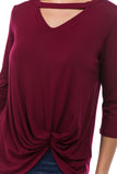 ROSALIE 3/4 SLEEVE TOP (D. WINE)-VT2590