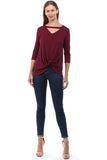ROSALIE 3/4 SLEEVE TOP (D. WINE)-VT2590